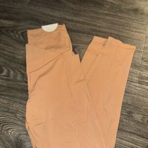 Tan Leggings with Stretchy Fabric and Wide Waistband